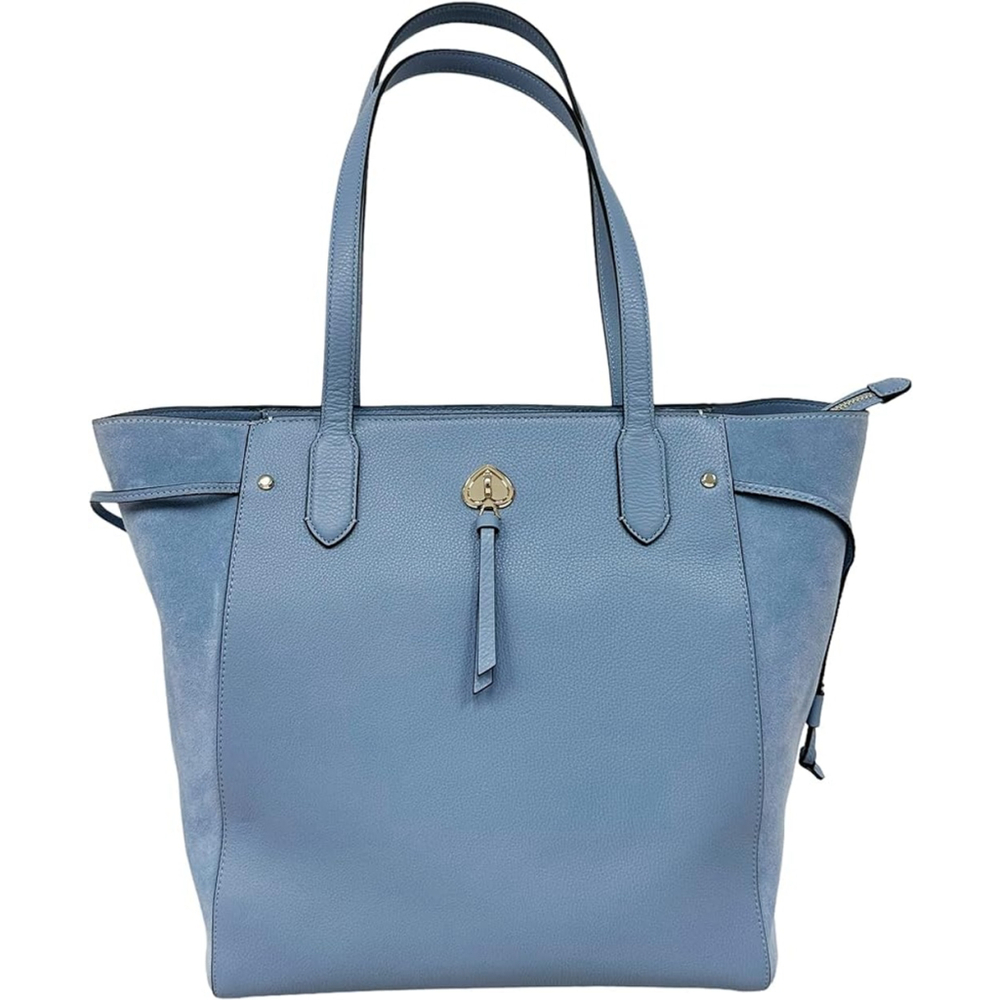 Kate Spade Marti Leather Suede Large Shoulder Tote Bag Pastel Dusty Blue Casual